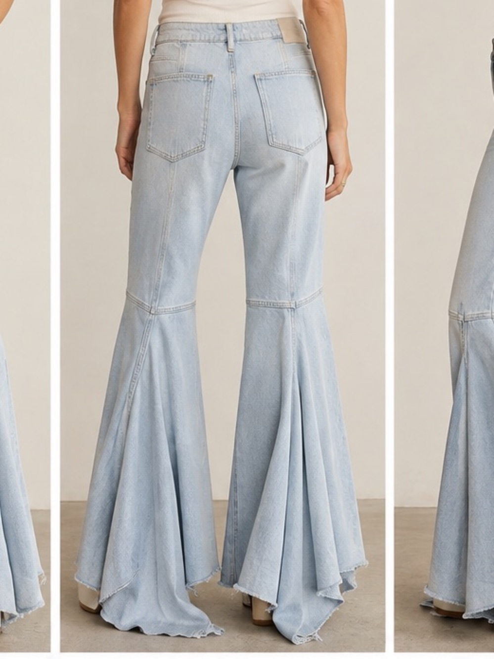 Free People We The Free Live Wire Fishtail Flare Jeans Size 32 Light Wash